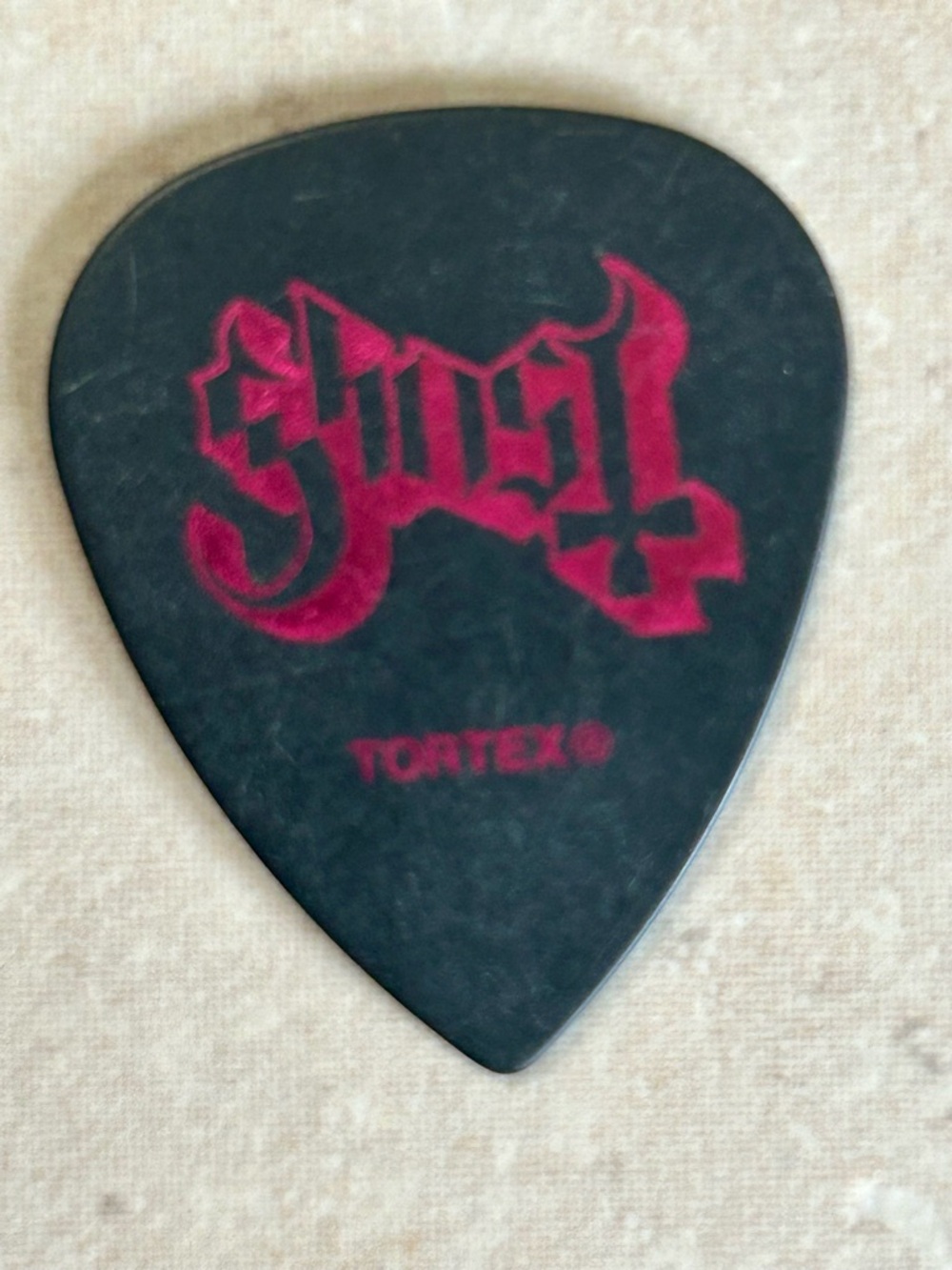 Caught at show in 2015 
Ghost Tortex Guitar Pick - Black with Pink Logo